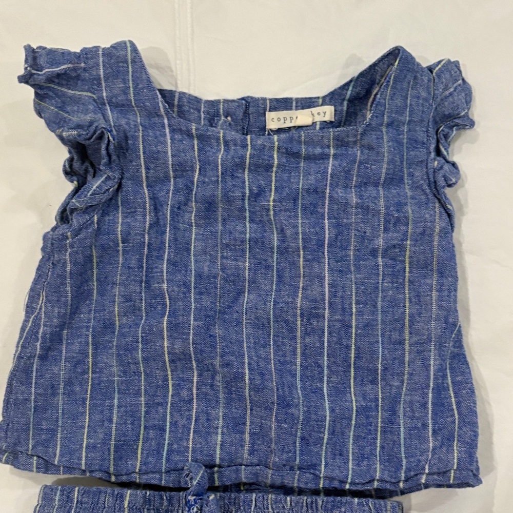 Blue Striped Skirt and Top Set